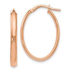 3mm x 26mm (1 Inch) Polished 14k Rose Gold Oval Tube Hoop Earrings
